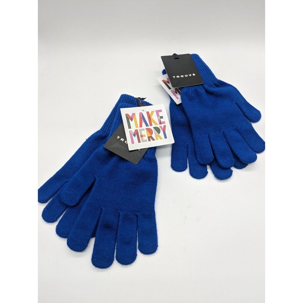 NWT Trouve Nordstrom Knit Gloves In Blue Surf OS Set of 2